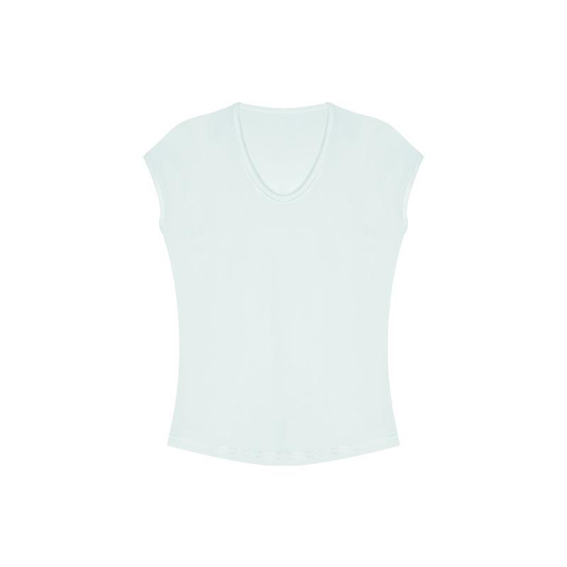 

Женский топ с V-образным вырезом, нерегулярный, приталенный, с коротким рукавом, 2024 XL мятный зеленый