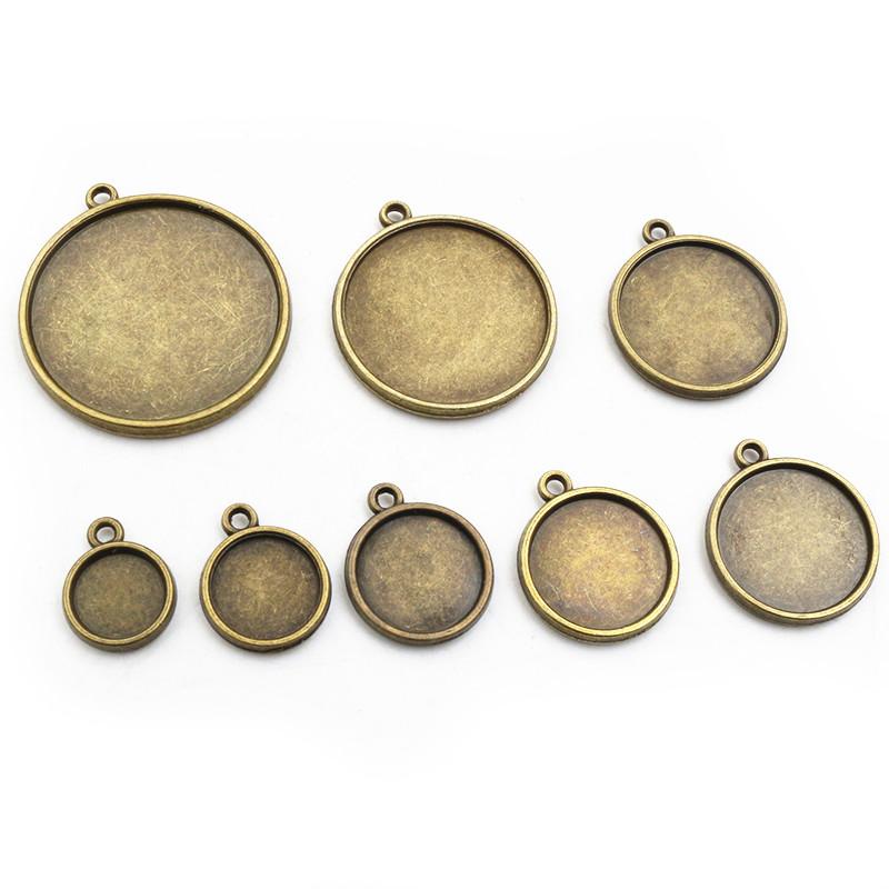 

10-20pcs 10/12/14/16/18/20/25/30mm Inner Size Double Side Style Cabochon Blank Base Setting Charms Pendant Tray DIY Jewelry 10mm 20pcs бронзовый