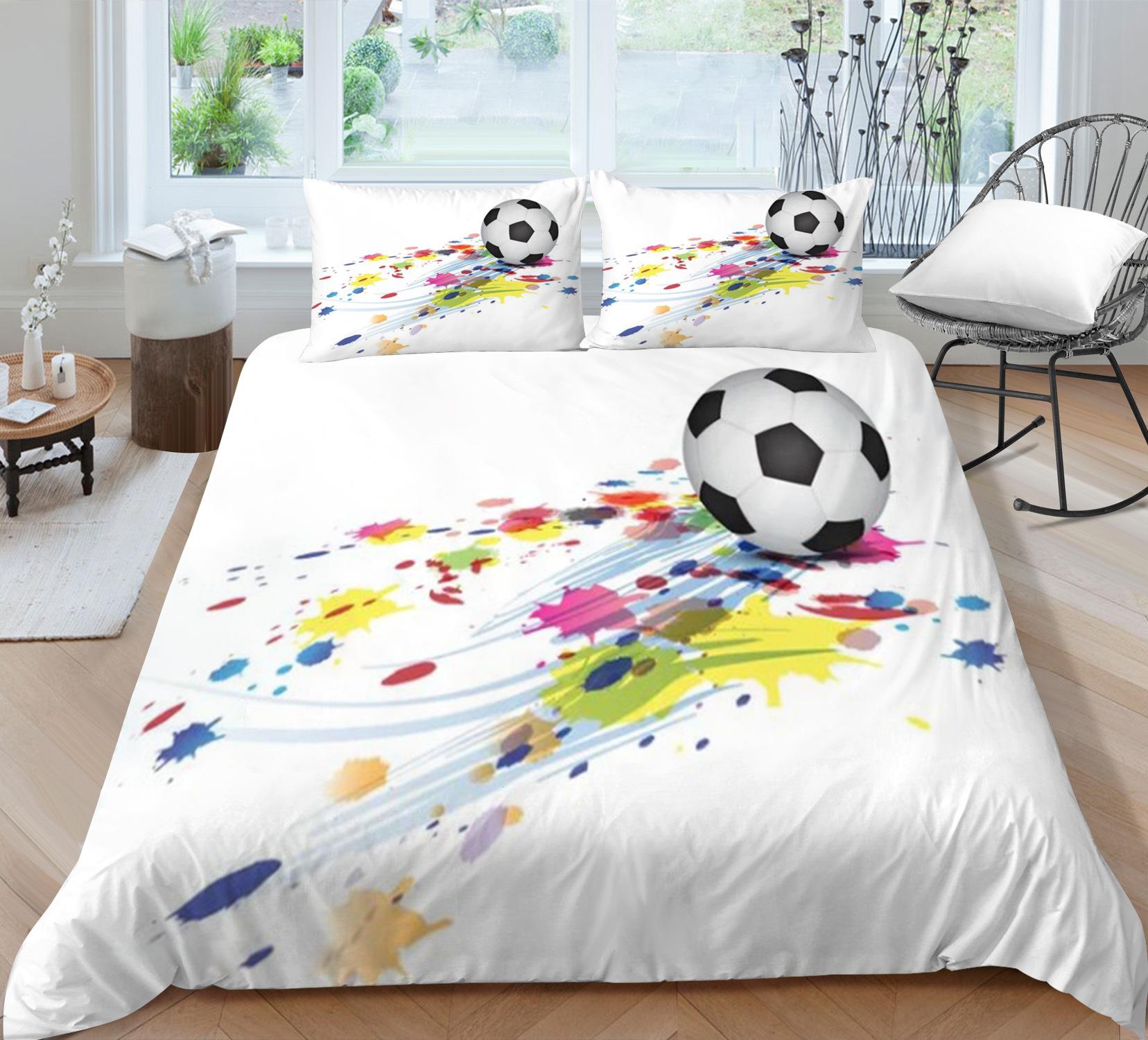 

Ball 3D Digital Printing Quilt Cover Pillowcase Three-Piece Set Polyester EU single 135*200