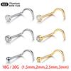 10 Stück/Los G23 Titan Nasenstecker Piercing Kristall Nasenschraube Flache CZ Nasenflügel Ohrringe Piercing Nase Schmuck Nasenringe 20G 18G