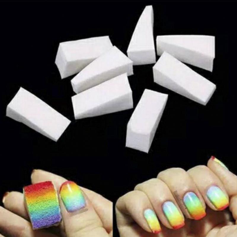 10 ks Nail Art Houbičky na razítkování s přechodem barev Gel Trojúhelníkové nástroje pro barvení