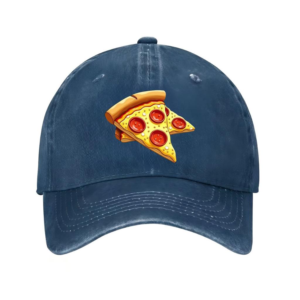 Pizza Slice Graphic Baseball Cap Adjustable Polyester Casual Streetwear Sun Protection Hat for Adults