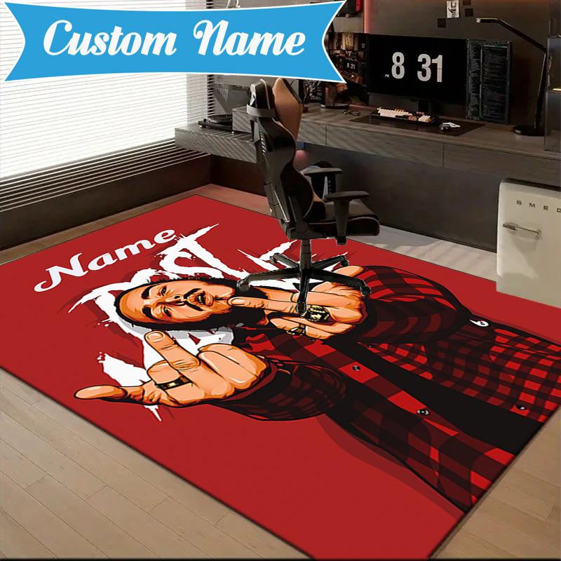Custom Name Musician's Post Malone Rug Game Carpet, Floor Mat for Bedroom Living Room Entryway Rug, Home Decor Idea Gift for Christmas Birthday