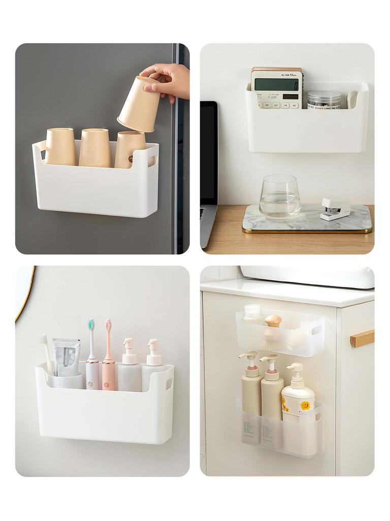 WORTHBUY Multifunctional Punch Free Wall Mounted Hair Dryer Storage Box,Cosmetic Cleaning Supplie Storage Organizer For Bathroom