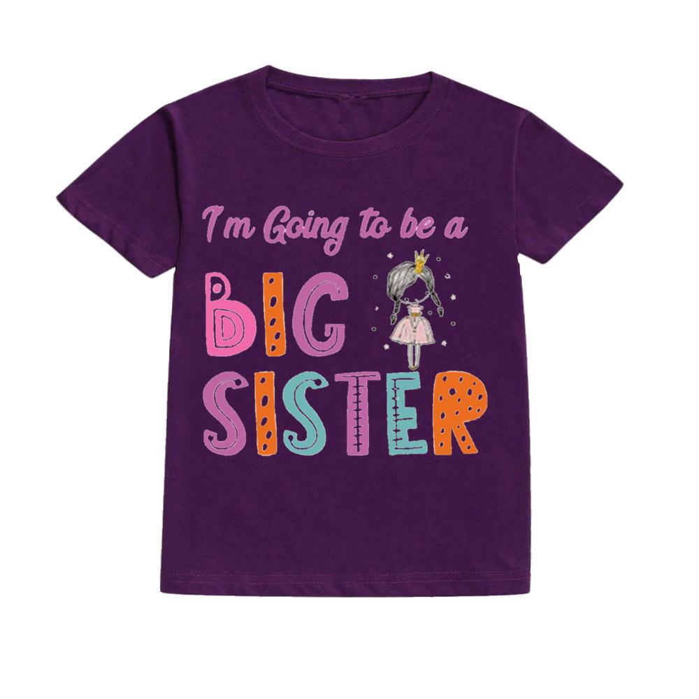 Vou Ser Uma Irmã Mais Velha Estampa Camiseta Infantil Casual Manga Curta Camiseta Infantil Anúncio de Gravidez Roupas para Festa de Família de Feriado