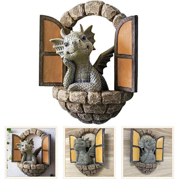 Holibanna 3D Dragon Wall Art Decor Hanging Dinosaurs Sculpture Wall Mounted Room Decor Home Wall Decorations for Kids Bedroom