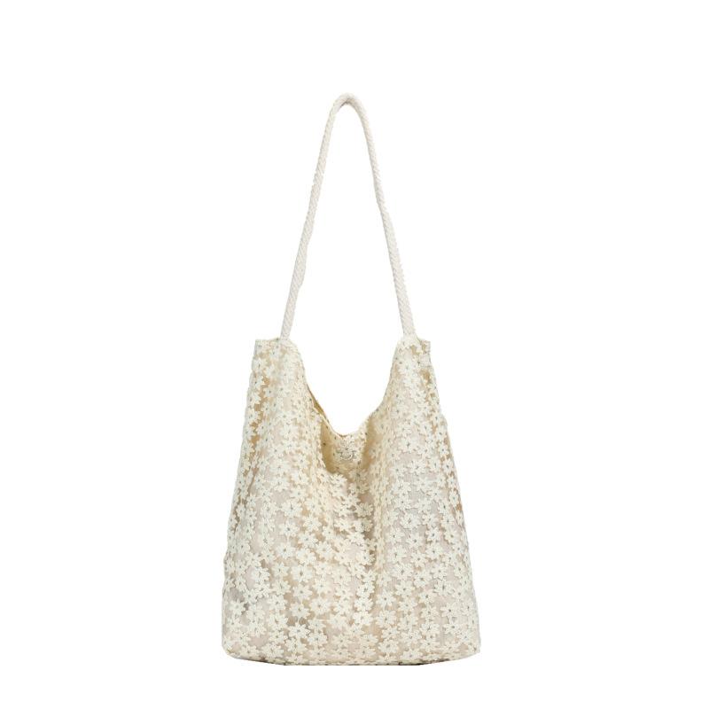 2025 New Elegant Flower Shoulder Bag Large Capacity Underarm Bag Women's Bag Student Canvas Commuter
