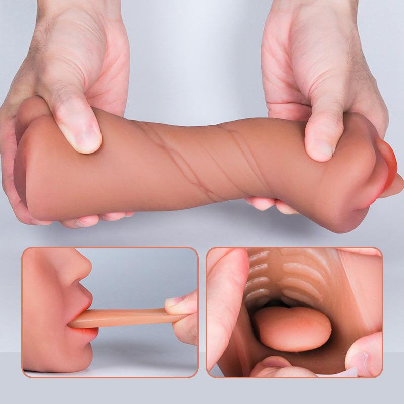 3 In 1 Realistic Male Masturbator with Vagina Anal Mouth Simulation Deep Throat Sex Toys for Men Women Vaginal Oral Masturbator