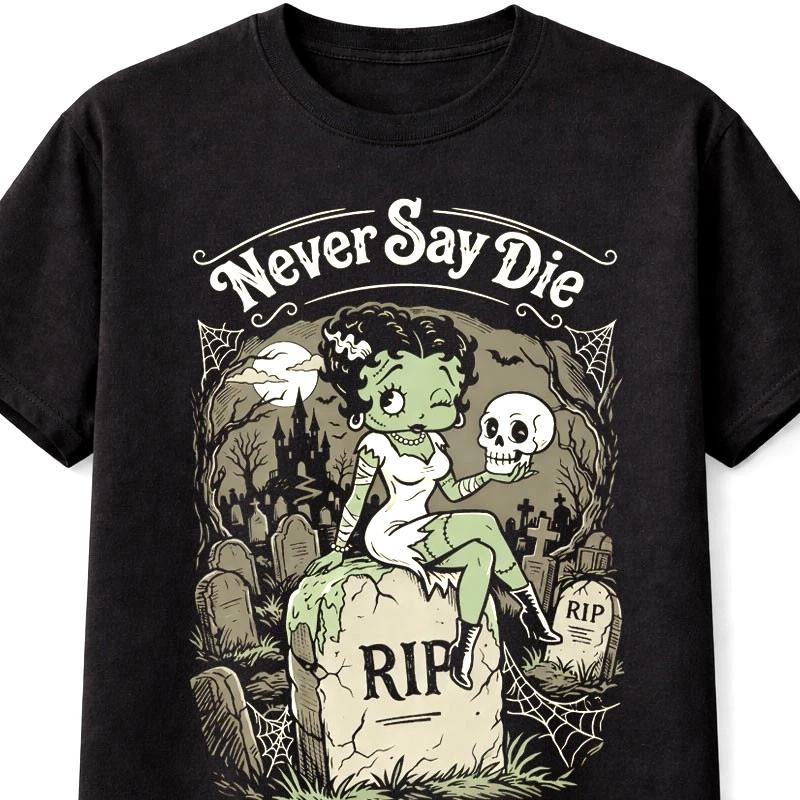 Gothic Zombie Pin Up Boop Graveyard Horror Halloween Betty Unisex TShirt S5XL S