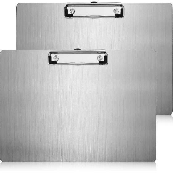 1 Pcs Horizontal Metal Clipboards 9 X12. 5 Inch Letter/a4 Size Stainless Steel Landscape Clip Board with Low Profile Clip for Drawing, Sketching,