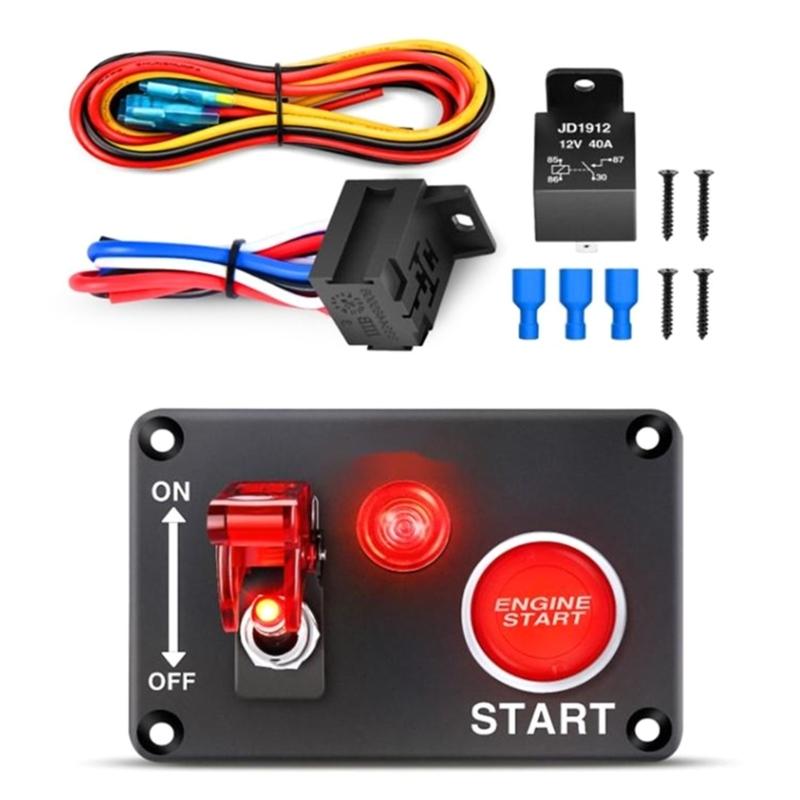 Waterproof Car Ignition Light Toggle Panel Starter Stop Button 12V