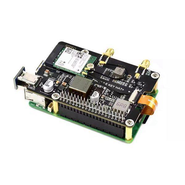 Raspberry Pi 5 PCIe to M.2 E Key with PoE Adapter - Black PCB