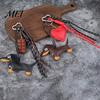 Backpack Decoration Charm Faux Leather Dachshund Keychain Pendant, Cartoon Dog Hanging Theme Key Ring Decor with Braided Rope, Handbag Decorative