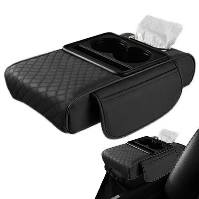 1 Pc Car Armrest Cushion With Cup Holder Car Armrest Elbow Height Pad Side Extension Cushion For Car SUVs Trucks