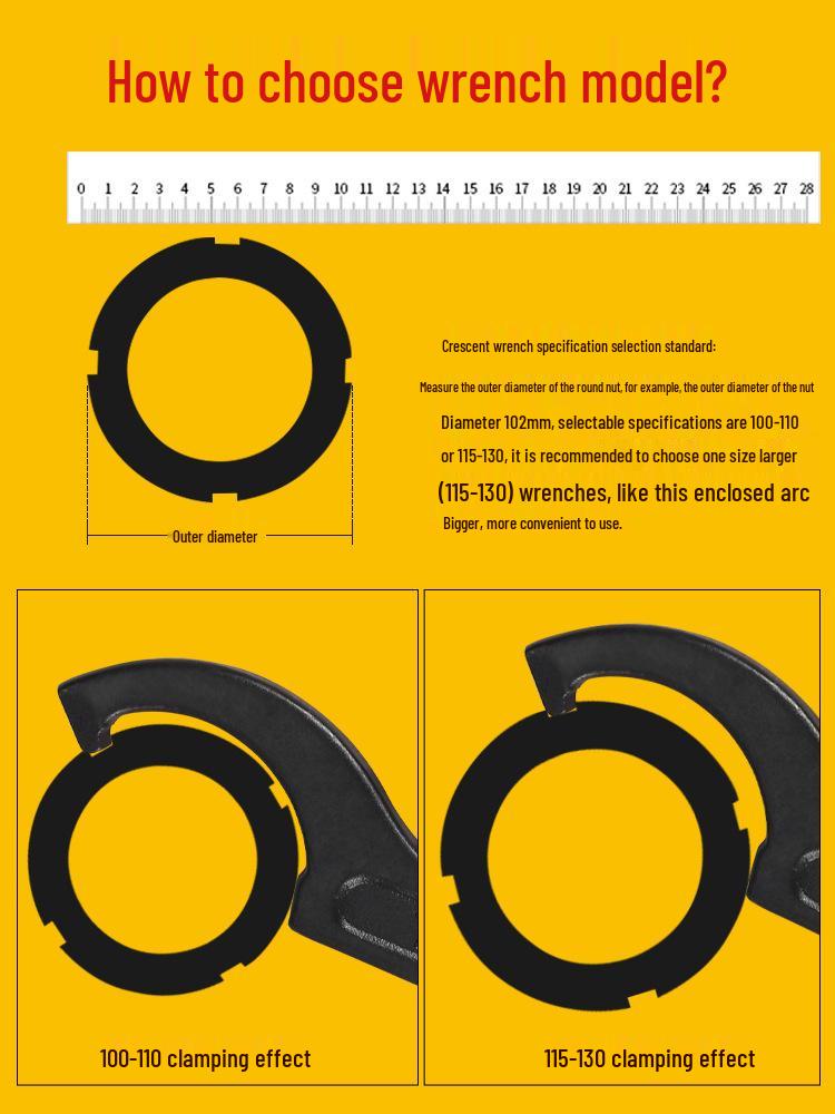 Crescent Shock Absorb Wrench for Water Meter Cover Disassembly