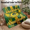 Green Bay Packers Custom Flannel Throw Blanket Print Your Name Text Soft Warm Blanket Holiday Present