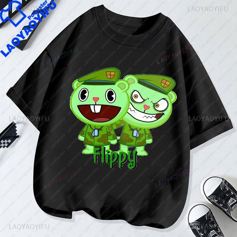 T-shirt Cartoon Happy Tree Friends Anni '80 '90 Vintage Grafica Manica Corta Per Coppia Singolo Articolo Unisex Unisex Abbigliamento Taglie Forti
