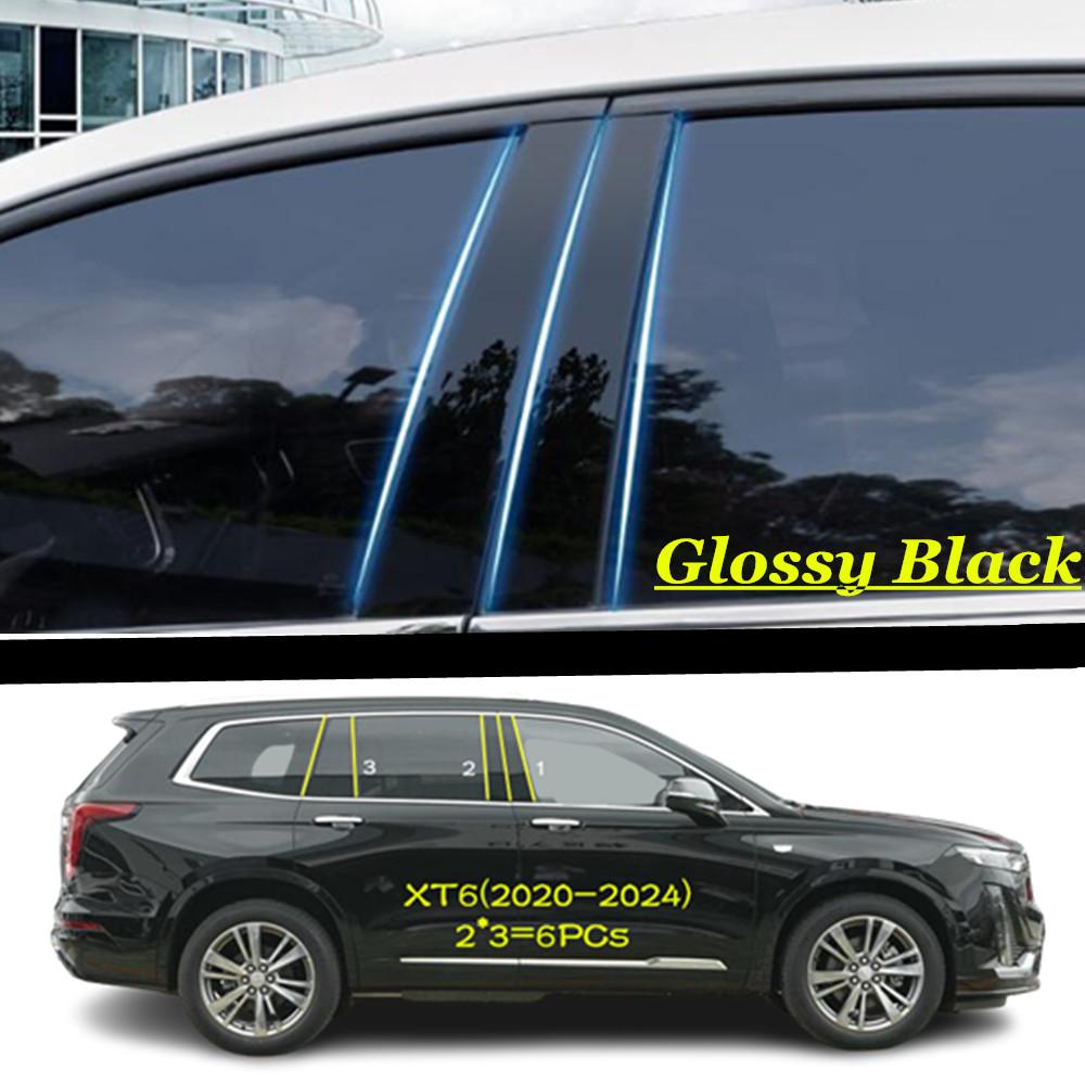 Car TPU/Glossy Mirror Pillar Post Cover For Cadillac XT6 2024 Door Trim Window Molding Decorative Sticker