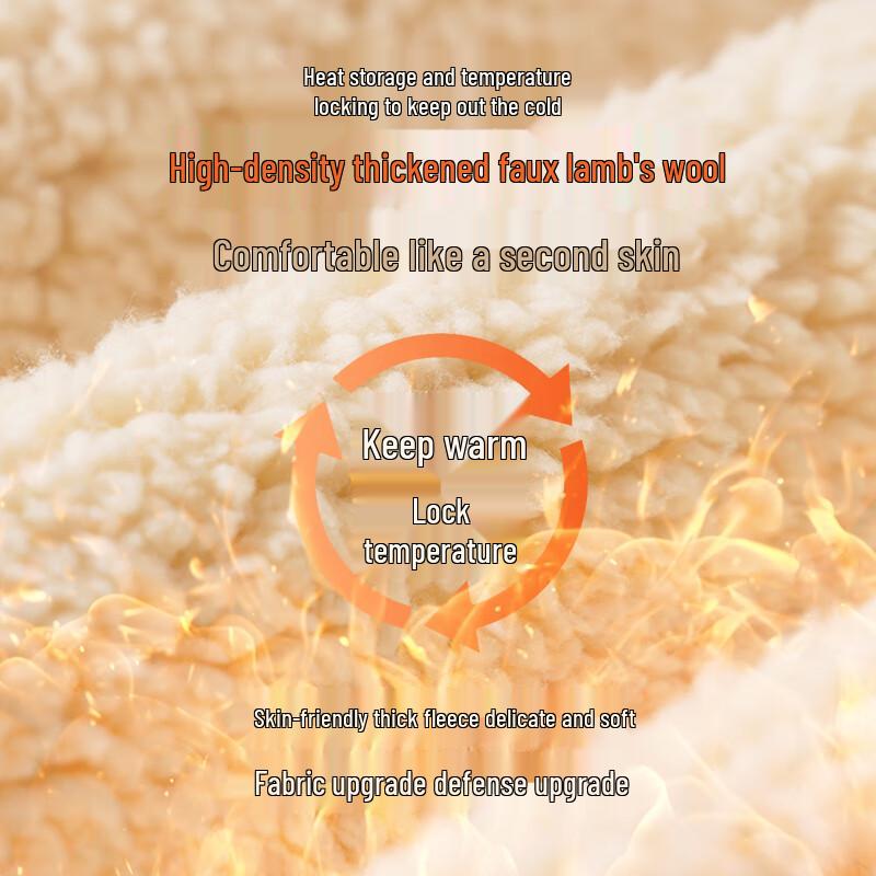 JEANSWEST Men's Thickened Lamb Fleece Hooded Cardigan Jacket