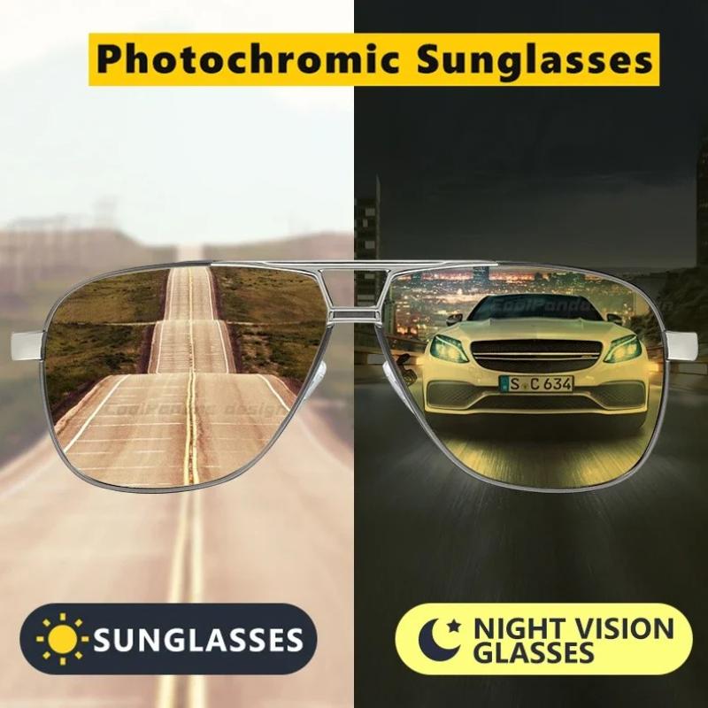Men Driving Chameleon Sun Glasses for Day and Night Dual-use Male Color Change Lens Vision Polarized Photochromic Sunglasses
