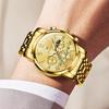 OLEVS Men's Stylish Chronograph Watch, Popular Brand for Business, Large, Easy-to-Read Analog, Waterproof Quartz Movement, Gold