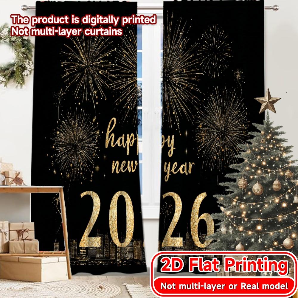 

2D Flat Printing 2pcs Celebration(5) Popular Fashionable Curtains Polyester Curtains Gifts Suitable for Bedroom & Living 100*130 HOOK 1pcs