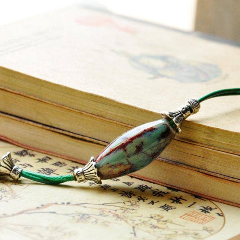 Ceramic Ethnic-Style Sweater Necklace: Women's Woven Ancient Design