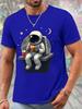 Unisex O Neck Tee Astronaut Burger Cartoon Print Cotton Short Sleeve Loose Summer Street Breathable Daily Casual Basic Wear Top