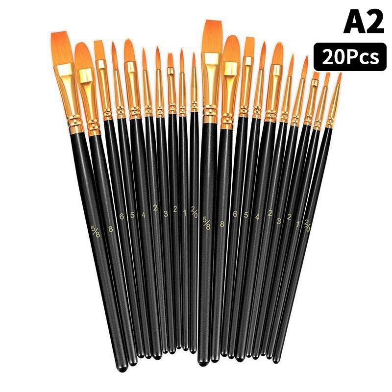 Detail Painting Brushes Set Professional Round Flat Nylon Hair Watercolor Paint Brush For Kid Students Artists Oil Painting Tool