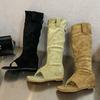 Mode Schuhe Neu Eingetroffen 2025 Damen Kniehohe Absätze Sandalen Stiefel Weibliche Mode Höhenerhöhend Damen Westernstiefel Zehentrenner Schuhe