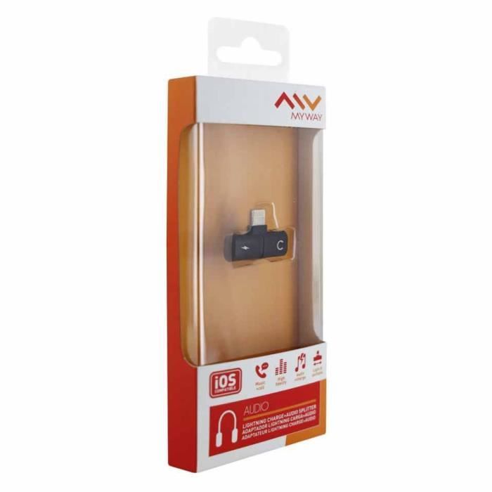 Adaptor Splitter - MYWAY - Încărcare și Audio - Lightning - Compatibil iPhone - Ușor și Portabil