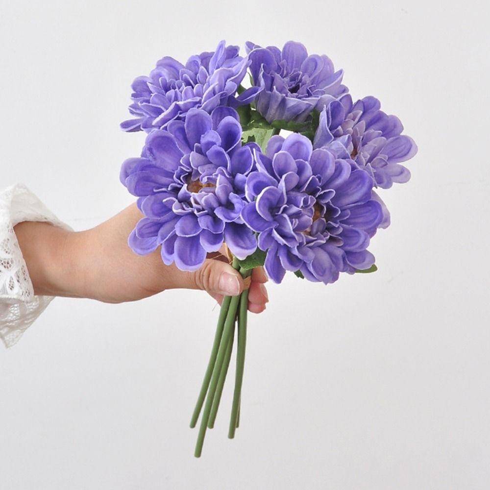 Creative 5 Heads Daisy Artifcial Flower PU Floral Arrangement Simulation Sunflower Daisy Multicolor Photo Props Faux Flower Gift