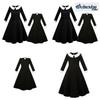 Addams Family Cosplay Girls' Long Sleeve Dress For Children Black Polyester Fabric