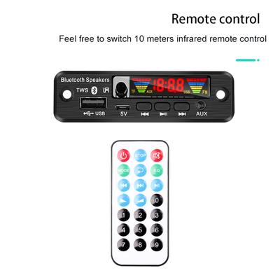 TWS MP3-Decoder-Board 5V Bluetooth 5.0 Drahtloses Audiomodul Farbbildschirmunterstützung APE USB AUX TF FM-Radio für Autozubehör