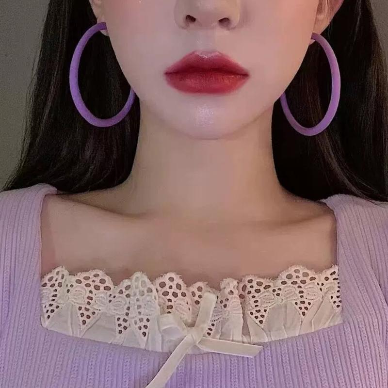 Stylish Circle Hoop Earrings Dangle Earrings Comfortable Ear Jewelry Acrylic Texture Suitable for Daily and Party Wear