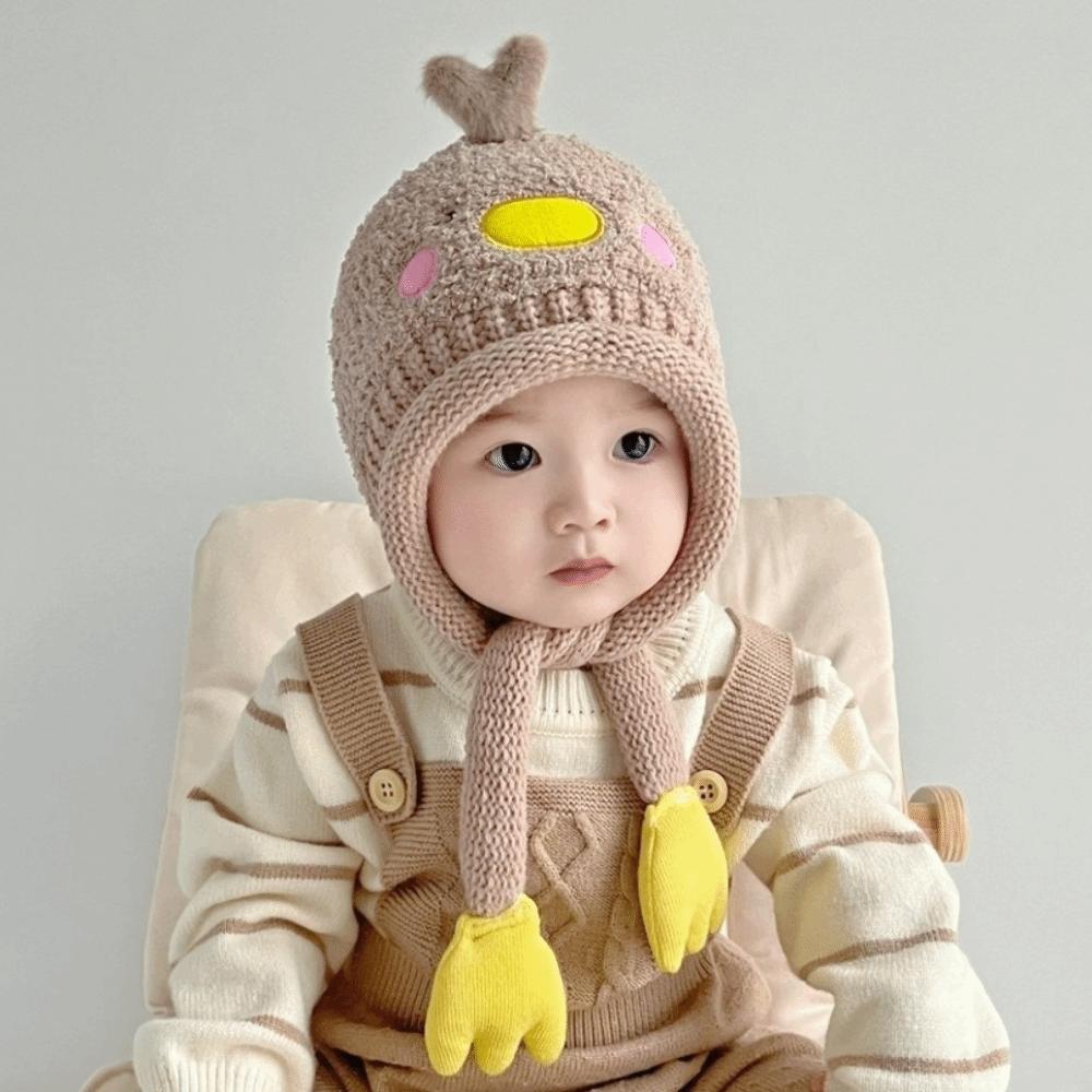 Pig Knitted Hat Bear Ear Protection Hat Cute Baby Plush Hat  Boy