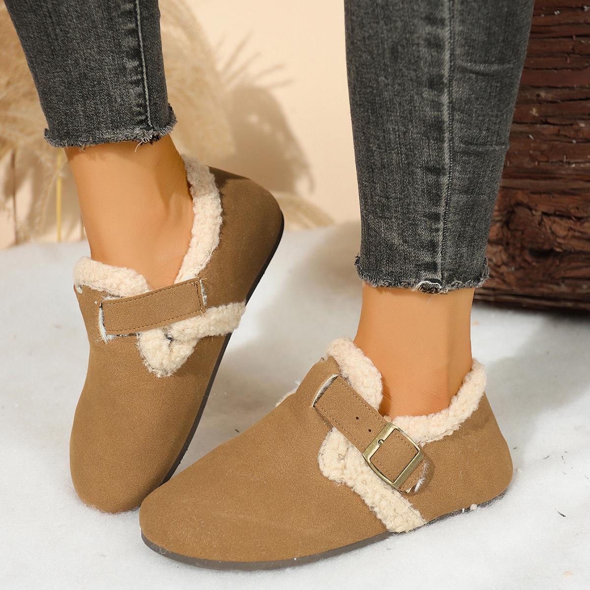 

Жіночі зимові черевики Тренд Сліпони Бавовняні туфлі Жіночі Зимові Зручні Одинарні Черевики Потовщений Пух Теплі Черевики до щиколотки Жіночі 35