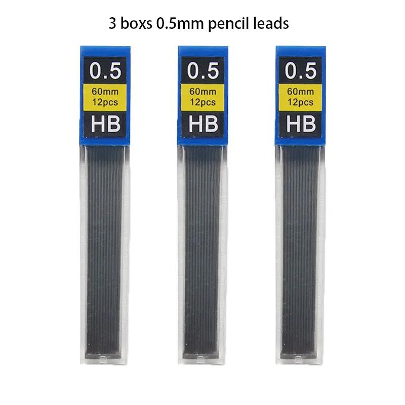 1/2/3 PCS Metal Drawing Pencils 0.3 0.5 0.7 mm HB Art Sketch Writing Mechanical Pencil Leads School Office Supplies Stationery