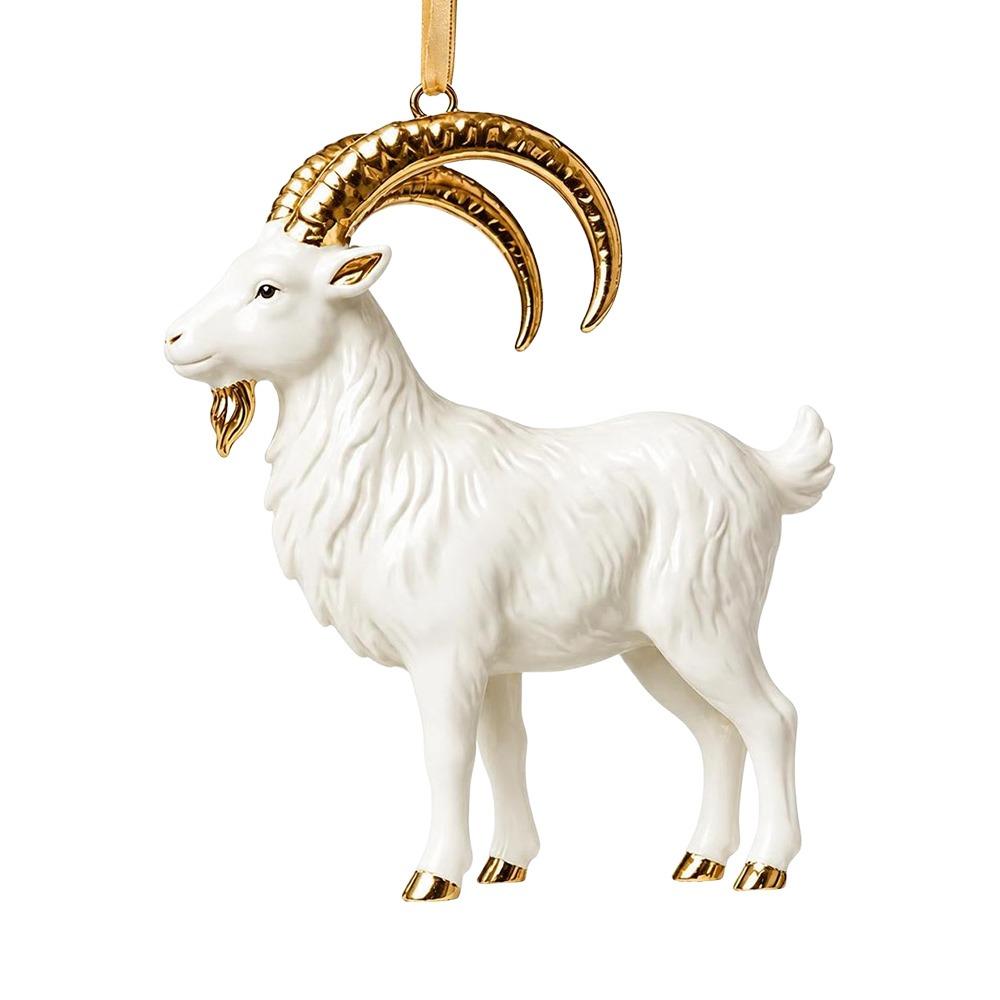 2D Flat Goat Hanging Ornament Shining Acrylic Animal Hanging Decoration Angel Wings Artificial Rhinestone Zodiac Goat Souvenir
