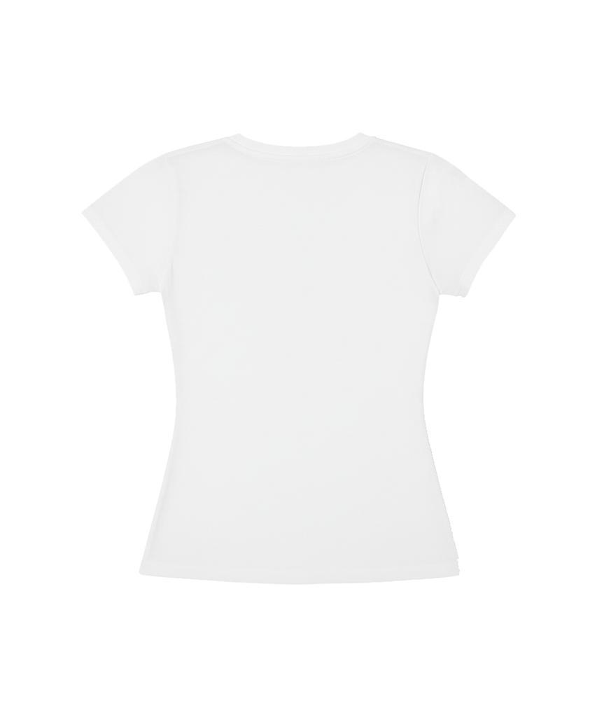 Ssobi Mint-Num Semi-Cropped Short Sleeve Tee [White]