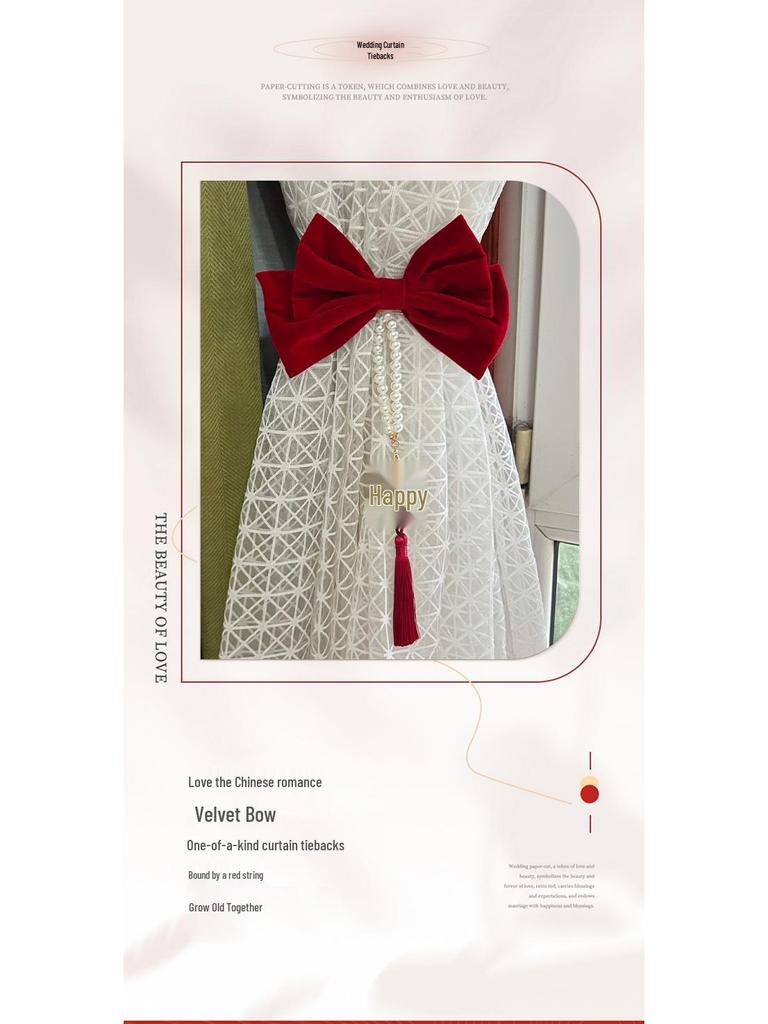 Elegant Red Wedding Tiebacks for Curtains - Perfect for Decorating Living Rooms or Bedrooms
