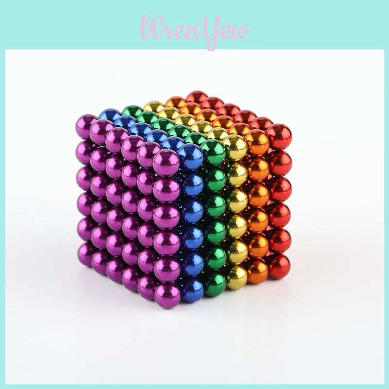 216 Boules Magnétiques Colorées 5mm Jouet Puzzle Éducatif Aimants