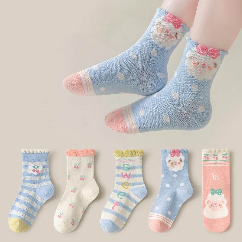 5 Paare/Set Kinder Netzsocken für Kind Baumwolle Dünn Atmungsaktiv Baby Mädchen Socken Kleinkind Cartoon Sommer Druck Socke