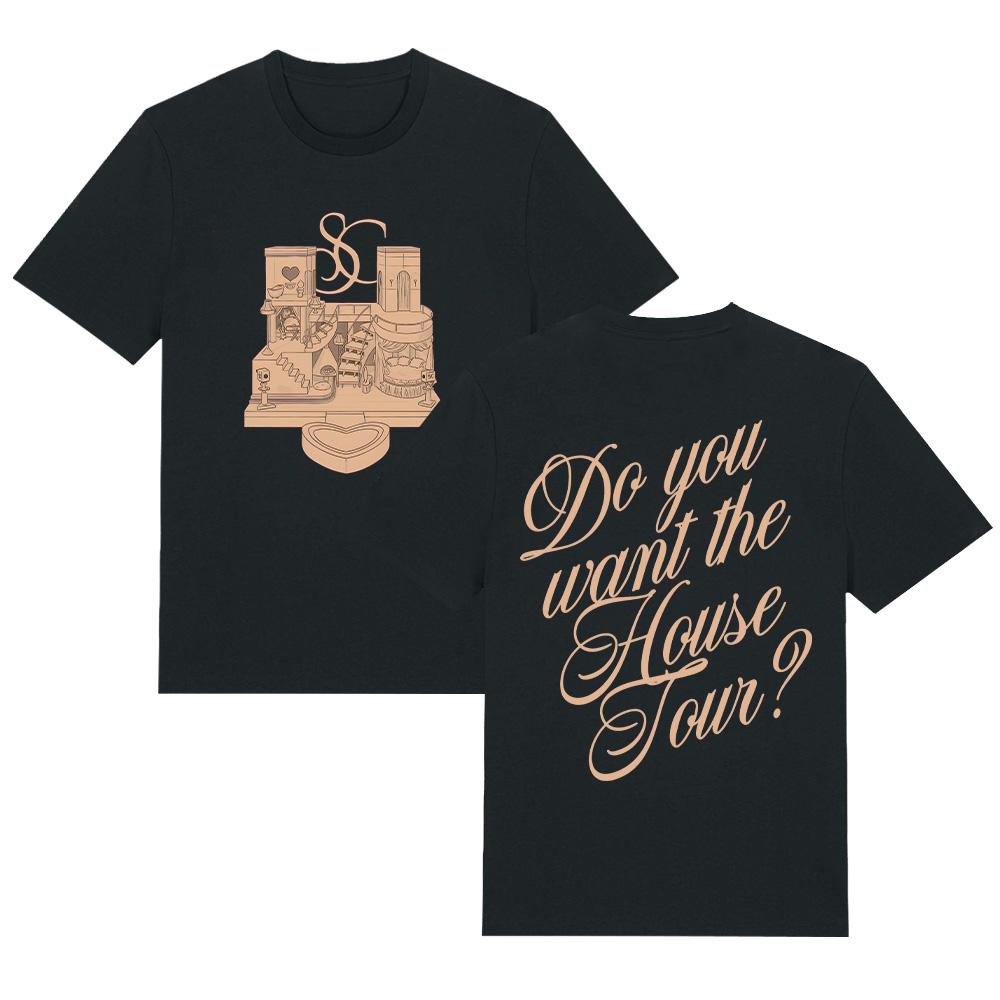 

Sabrina Carpenter House Tour Shirt SC New Merch T Shirts Vintage Graphic Print Cotton Tops Women Men Aesthetic Street Style Tee XS чёрный