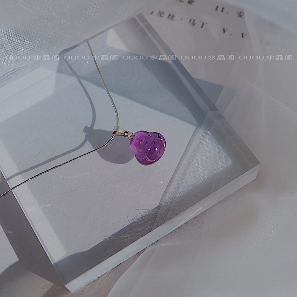 Amethyst Smiling Buddha Pendant Collarbone Necklace for Women, Silver, Light Luxury, Niche Design, Gift for Students and Best Friends