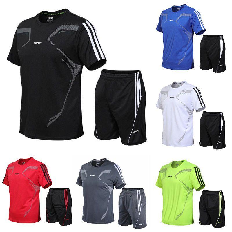 Men's Breathable Quick-drying Running Sport Set Short Sleeve Shirt And Shorts