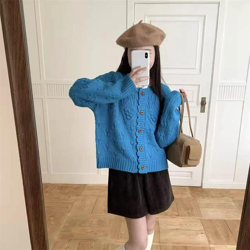 Korean Style Round Neck Knit Cardigan: Women's Autumn/Winter Soft Fluffy Sweater – Age-Reducing, Gentle Temperament Top