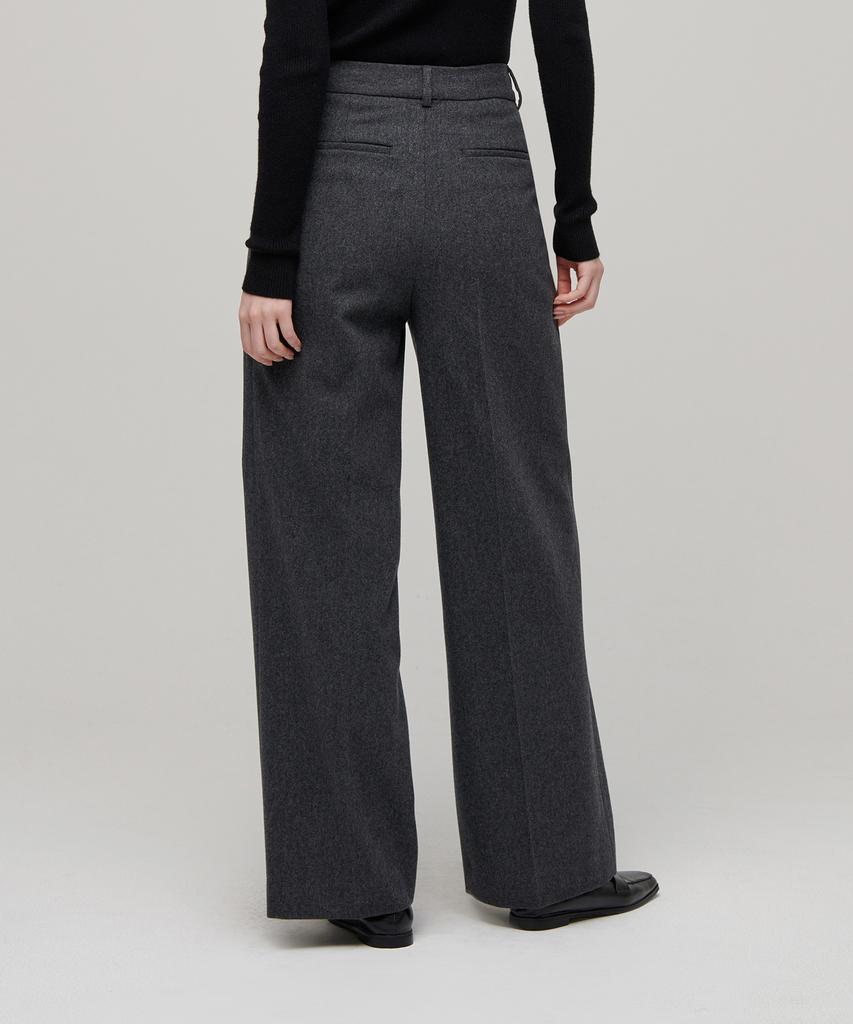 MUSINSA STANDARD WOMAN Women'S Wool Flannel Two-Tuck Wide Slacks [Medium Gray]