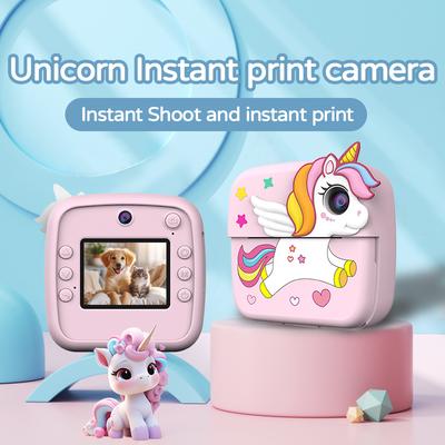 New HD 1080P Kids Print Camera Instant Print Thermal Paper Camera Mini Cute Kids Video Camera Kids Dinosaur Camera Gift