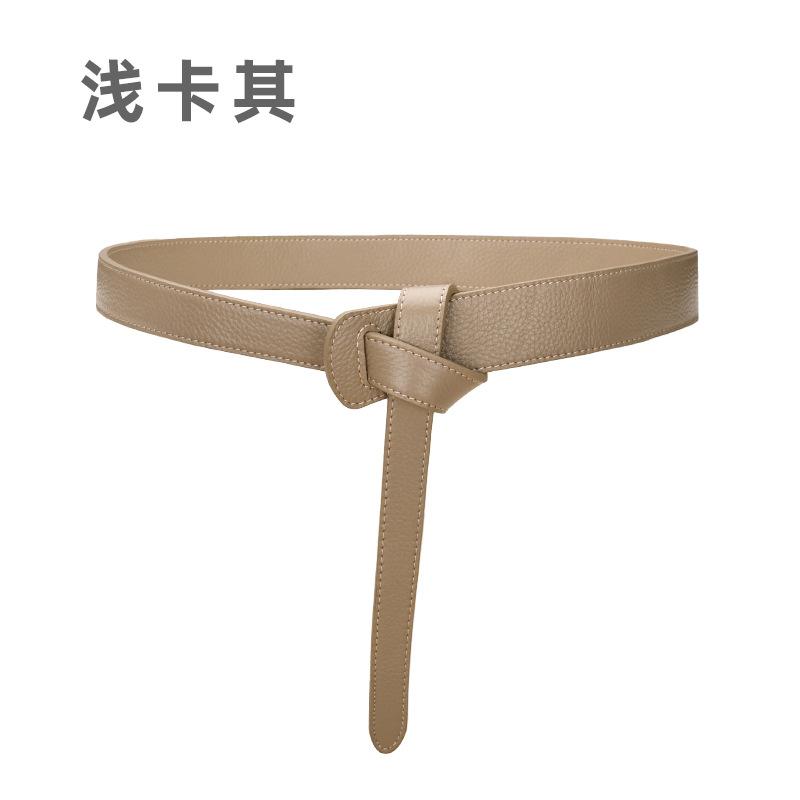 

Двусторонний пояс из коровьей кожи первого слоя, женская декоративная юбка с узлом, кожаный пояс на талии, женская куртка-свитер 108cm